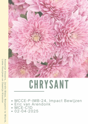 Omslag van een document met roze chrysanten en de titel “Chrysant”.